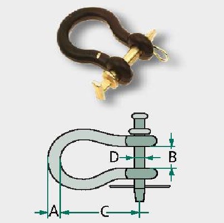 Schäkel mit Bolzen in Top Qualität mit Schäkelöffnung B=54mm Länge C=149mm