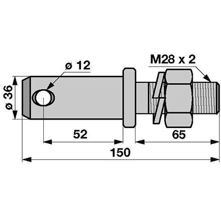 Unterlenker-Bundbolzen Kat 3 mit Gewinde M28x1,5mm Durchmesser 36mm in Top Qualität