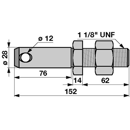 Unterlenker-Verstellbolzen Kat 2 mit Zoll-Gewinde 1 1/8 Zoll UNF Durchmesser 28mm in Top Qualität