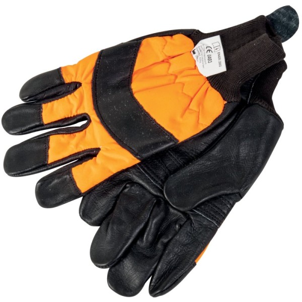Schnittschutzhandshuhe 1 Packung Farbe schwarz/orange mit schwarzem Strickbund